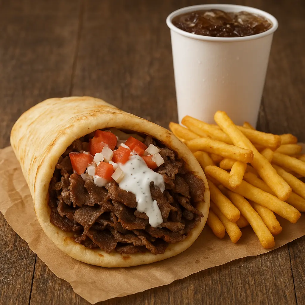 Regular Beef Donair Combo at Pizza Talks & Donair in Edmonton, AB